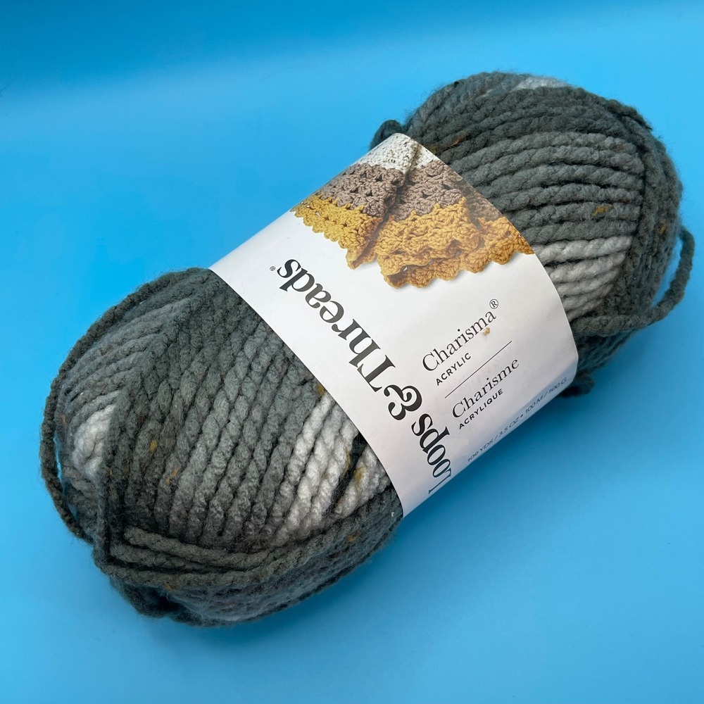 Loops‎ & Threads Yarn Charisma Charcoal Tweed Stripe Grey Bulky Acrylic Blend